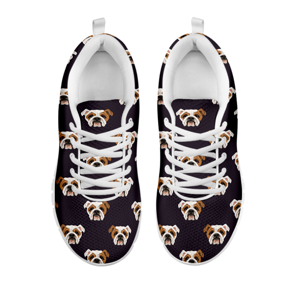 Cute English Bulldog Pattern Print White Sneakers