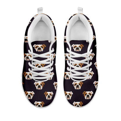 Cute English Bulldog Pattern Print White Sneakers