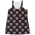 Cute English Bulldog Pattern Print Women's Racerback Tank Top