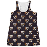 Cute English Bulldog Pattern Print Women's Racerback Tank Top