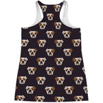 Cute English Bulldog Pattern Print Women's Racerback Tank Top