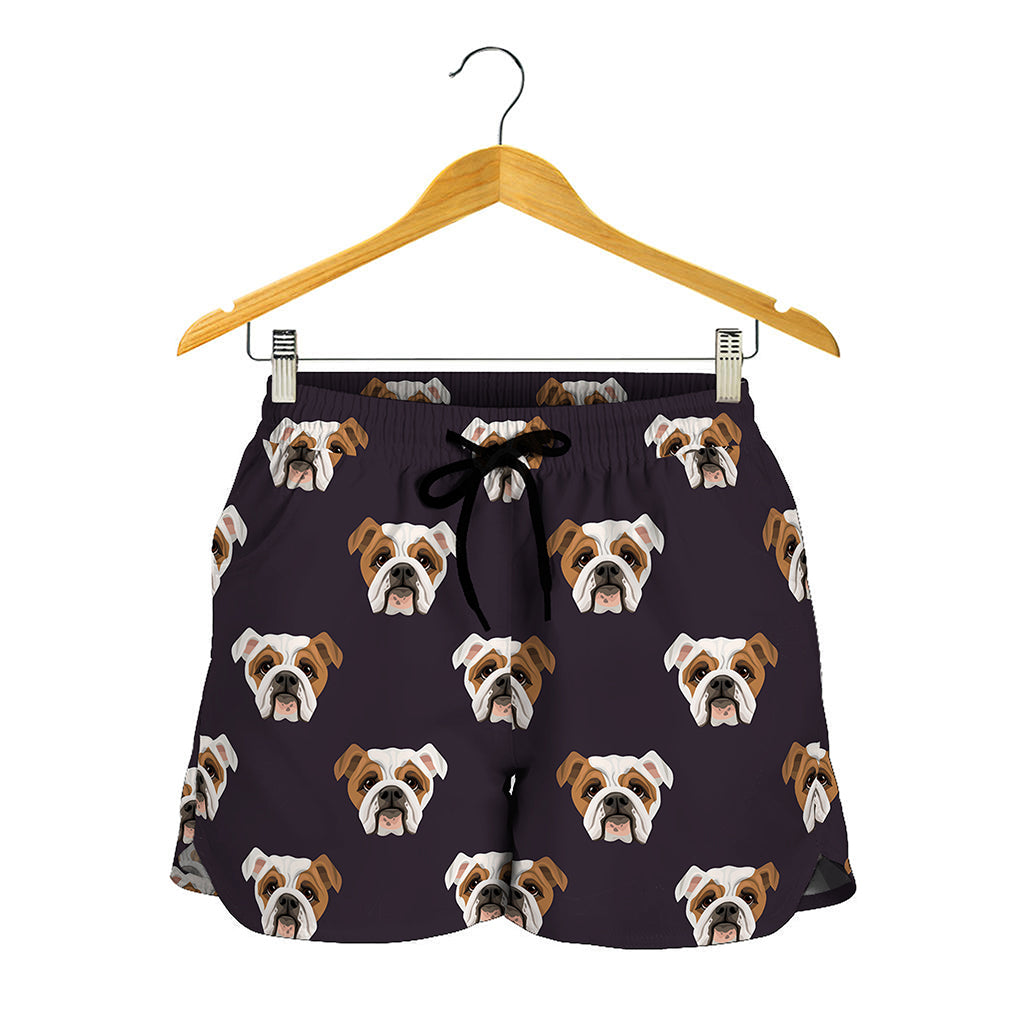 Cute English Bulldog Pattern Print Women's Shorts