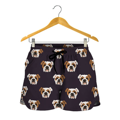 Cute English Bulldog Pattern Print Women's Shorts