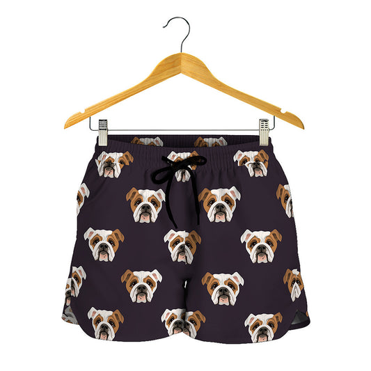 Cute English Bulldog Pattern Print Women's Shorts