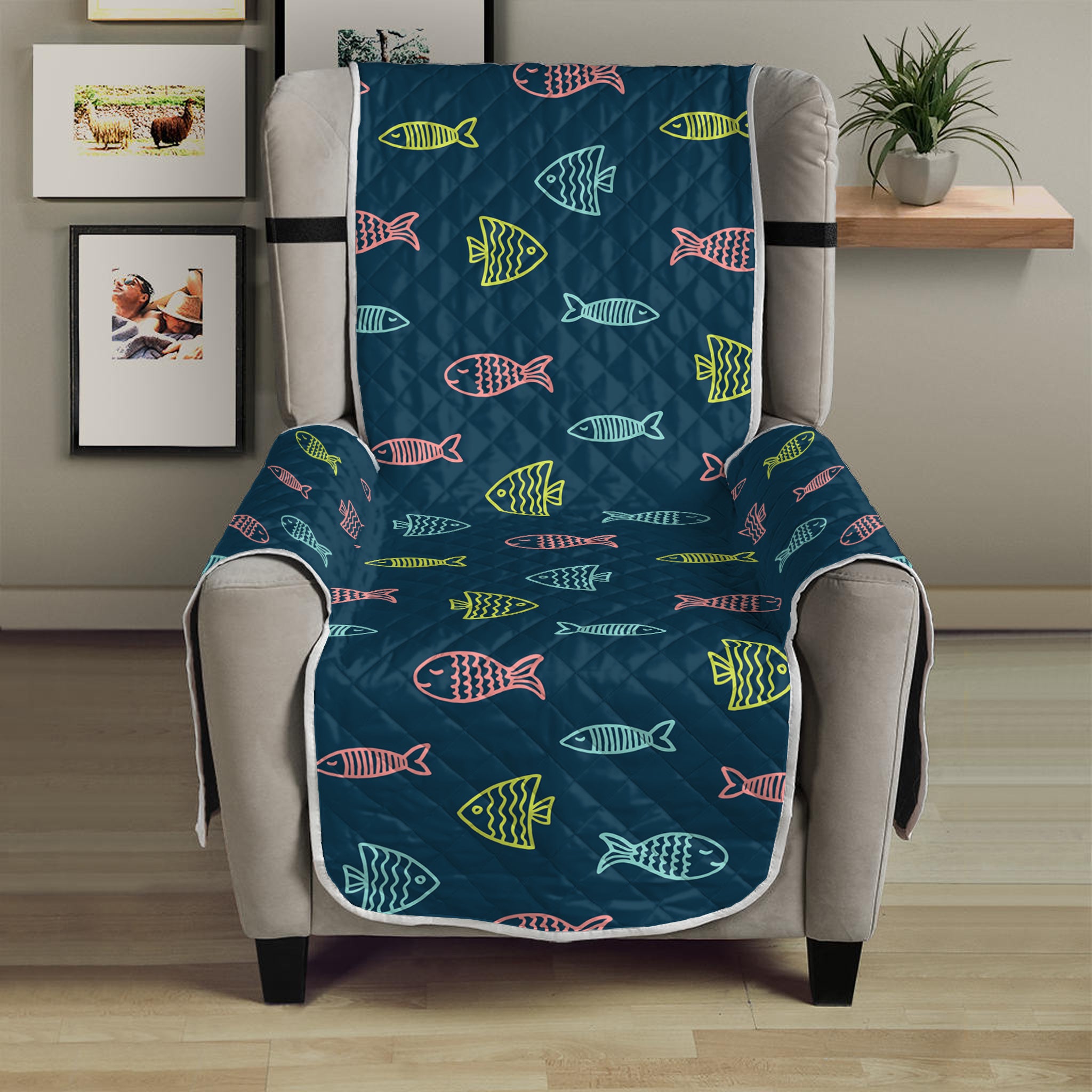 Cute Fish Pattern Print Armchair Protector