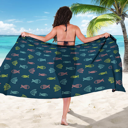 Cute Fish Pattern Print Beach Sarong Wrap