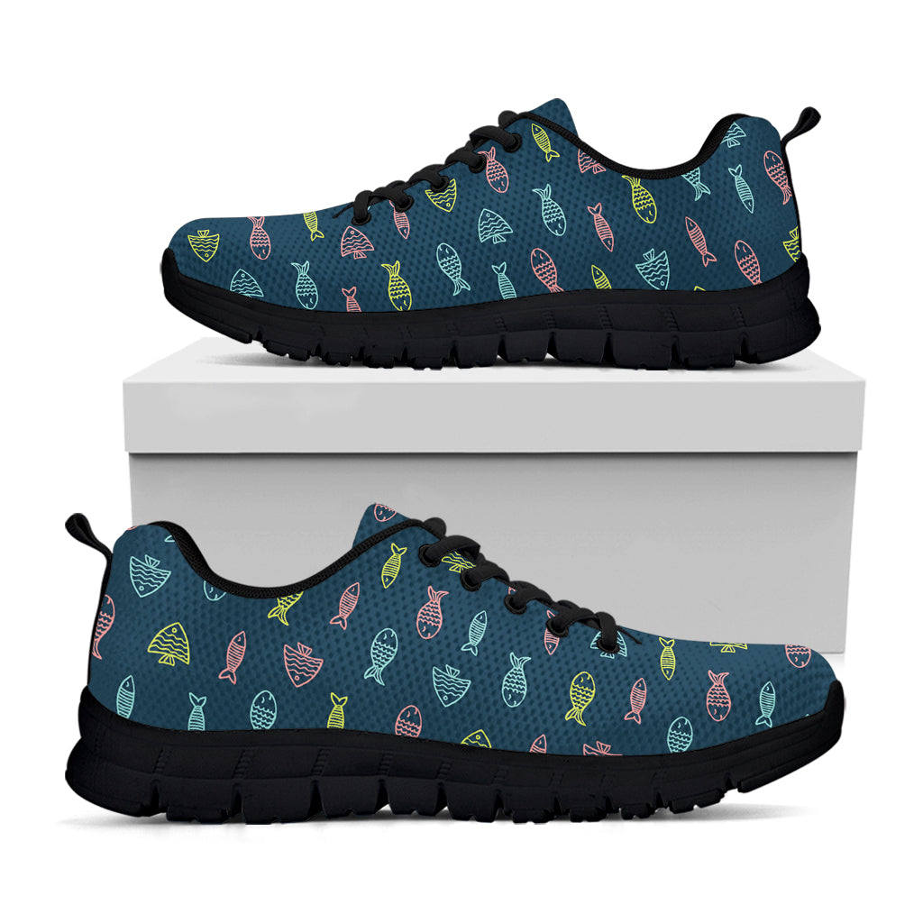 Cute Fish Pattern Print Black Sneakers