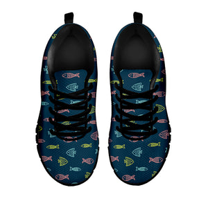 Cute Fish Pattern Print Black Sneakers