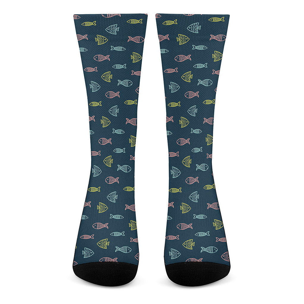 Cute Fish Pattern Print Crew Socks