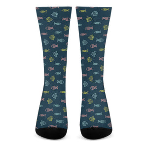 Cute Fish Pattern Print Crew Socks