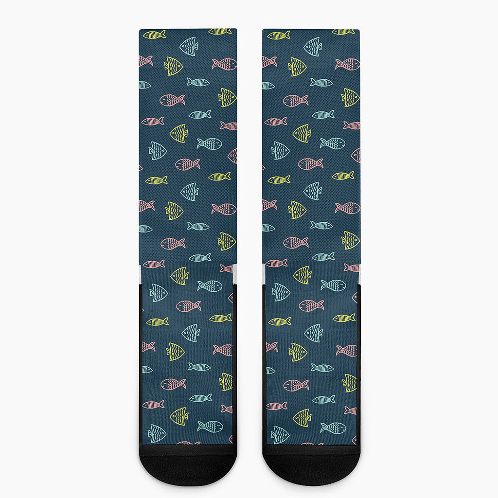 Cute Fish Pattern Print Crew Socks