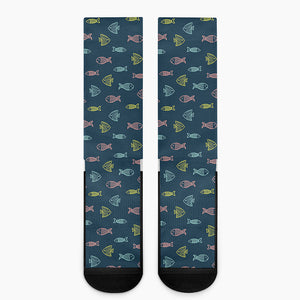 Cute Fish Pattern Print Crew Socks