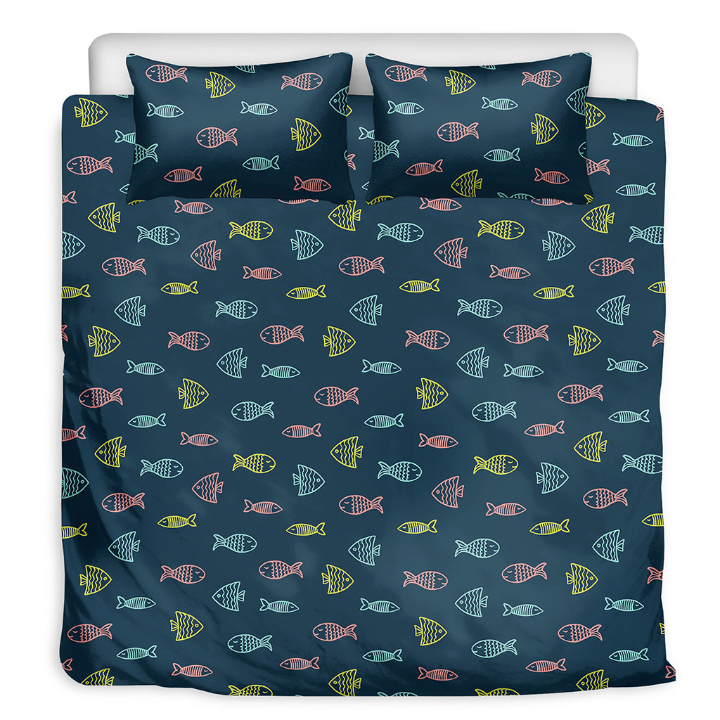 Cute Fish Pattern Print Duvet Cover Bedding Set