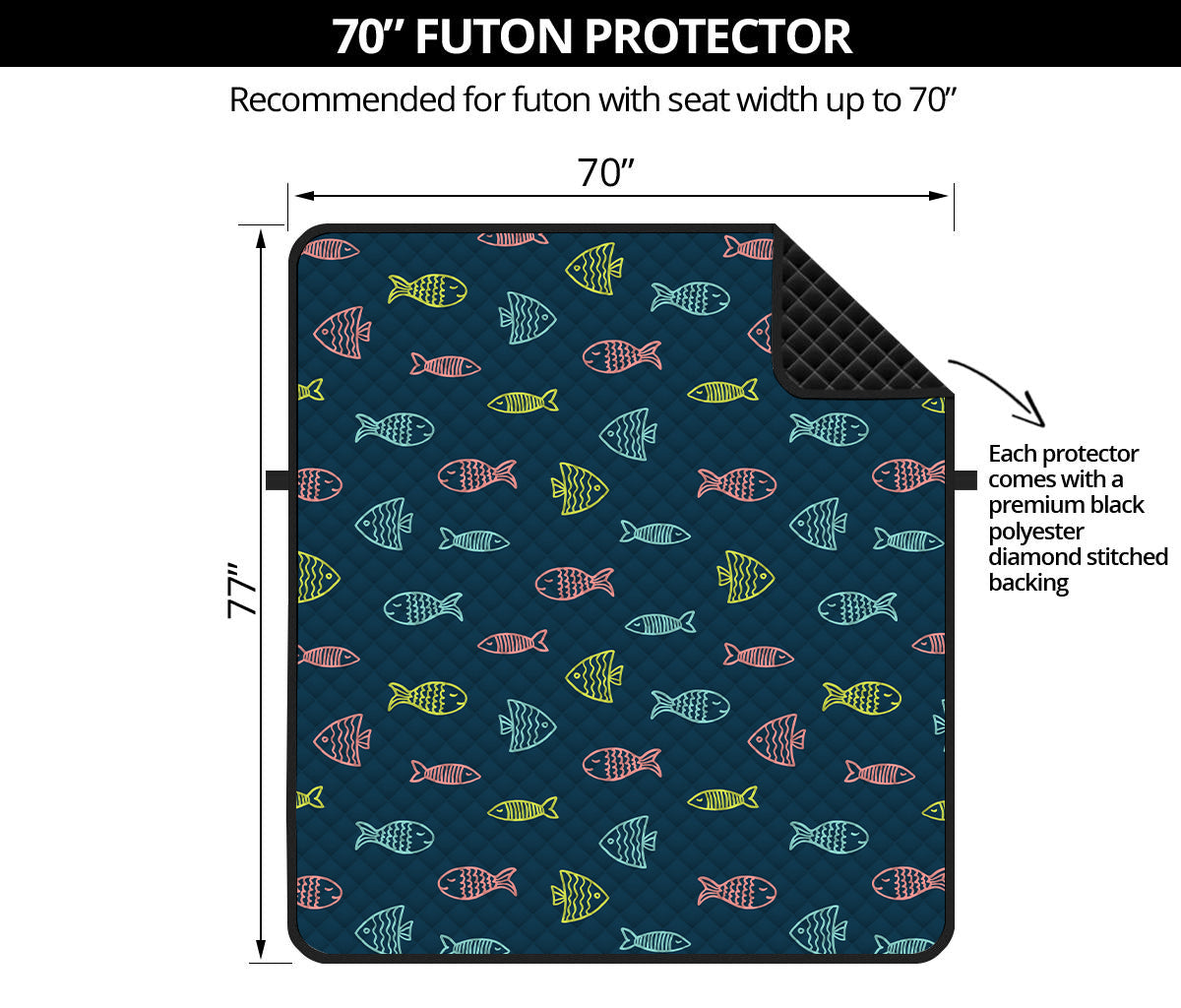 Cute Fish Pattern Print Futon Protector