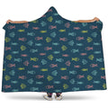 Cute Fish Pattern Print Hooded Blanket
