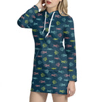 Cute Fish Pattern Print Hoodie Dress