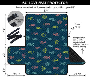 Cute Fish Pattern Print Loveseat Protector