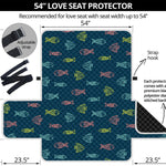 Cute Fish Pattern Print Loveseat Protector