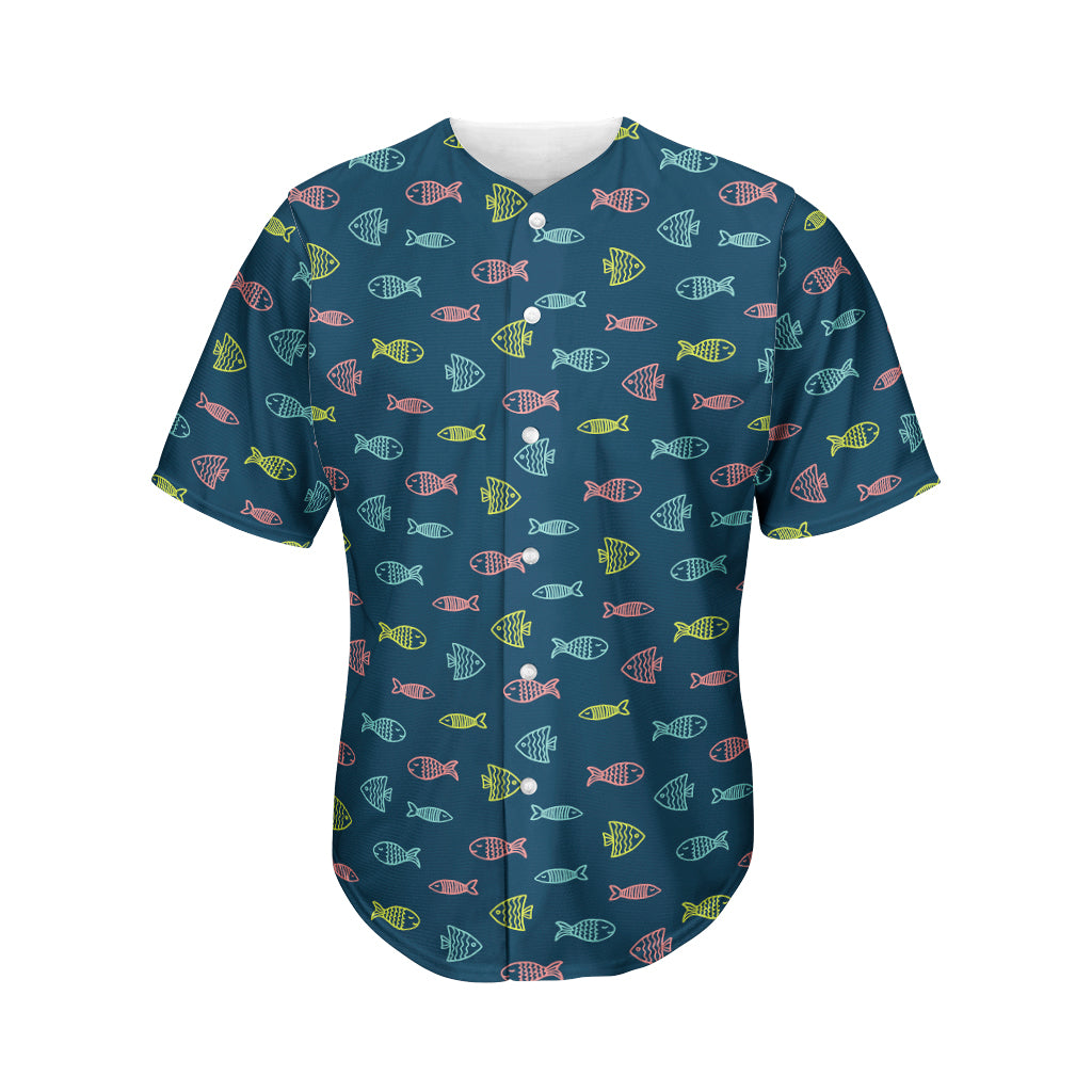 Cute Fish Pattern Print Men's Baseball Jersey