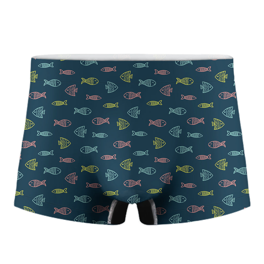 Cute Fish Pattern Print Men's Boxer Briefs