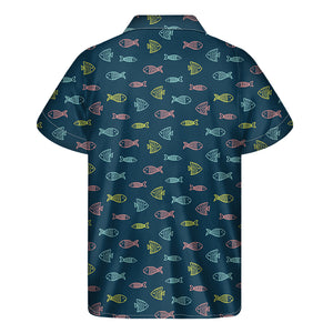 Cute Fish Pattern Print Men's Short Sleeve Shirt