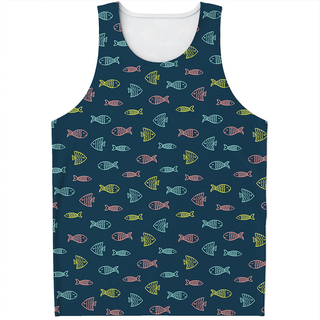 Cute Fish Pattern Print Men's Tank Top