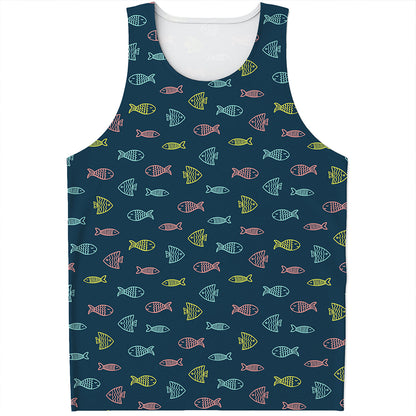 Cute Fish Pattern Print Men's Tank Top