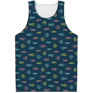 Cute Fish Pattern Print Men's Tank Top