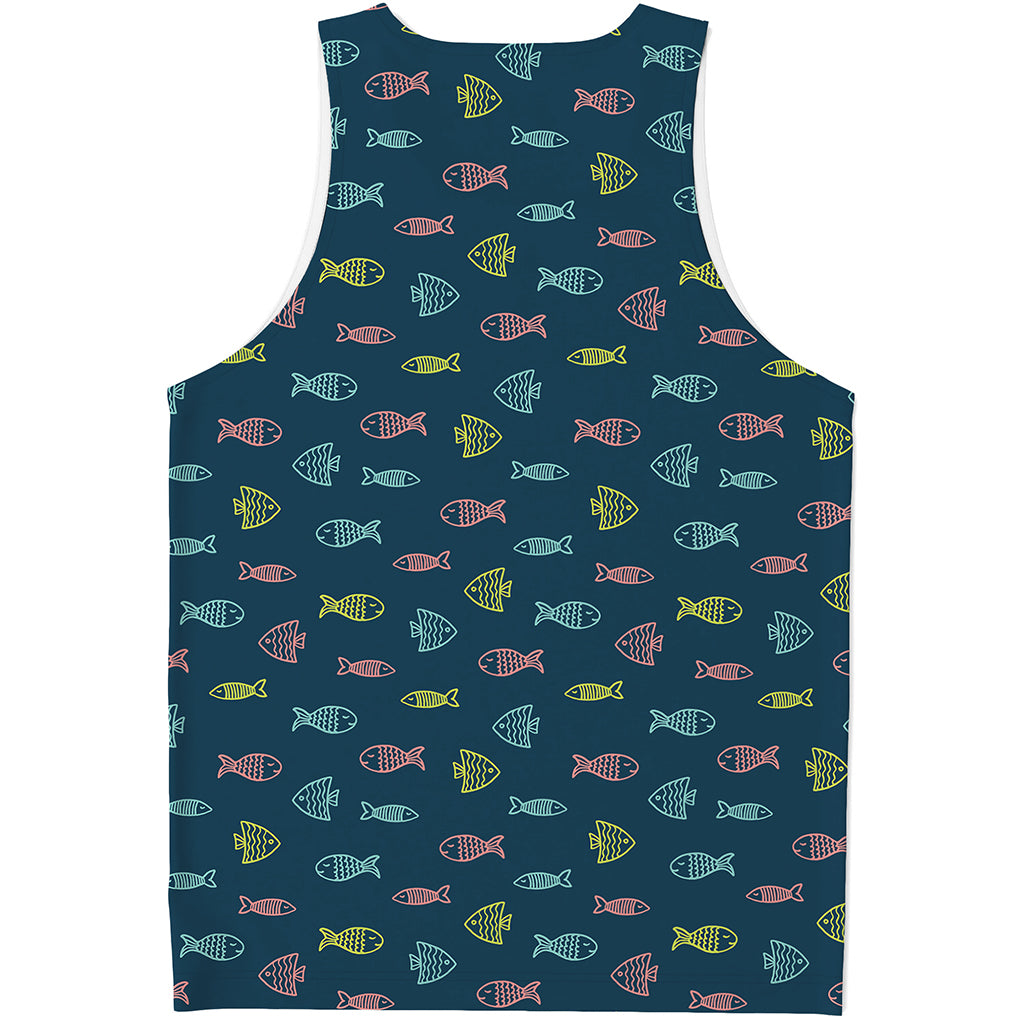 Cute Fish Pattern Print Men's Tank Top