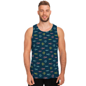 Cute Fish Pattern Print Men's Tank Top