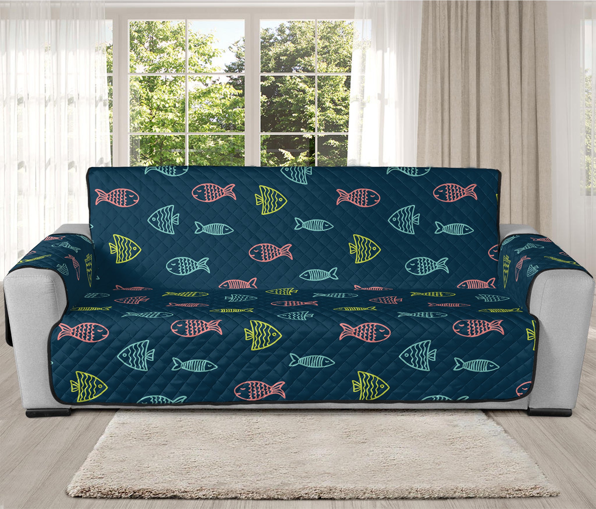 Cute Fish Pattern Print Oversized Sofa Protector