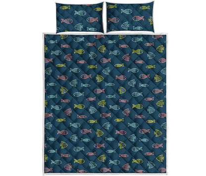 Cute Fish Pattern Print Quilt Bed Set