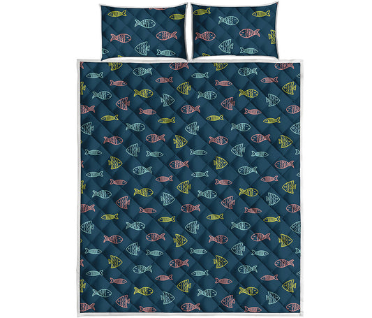 Cute Fish Pattern Print Quilt Bed Set