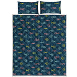 Cute Fish Pattern Print Quilt Bed Set