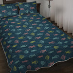 Cute Fish Pattern Print Quilt Bed Set