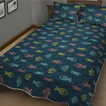 Cute Fish Pattern Print Quilt Bed Set
