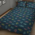 Cute Fish Pattern Print Quilt Bed Set