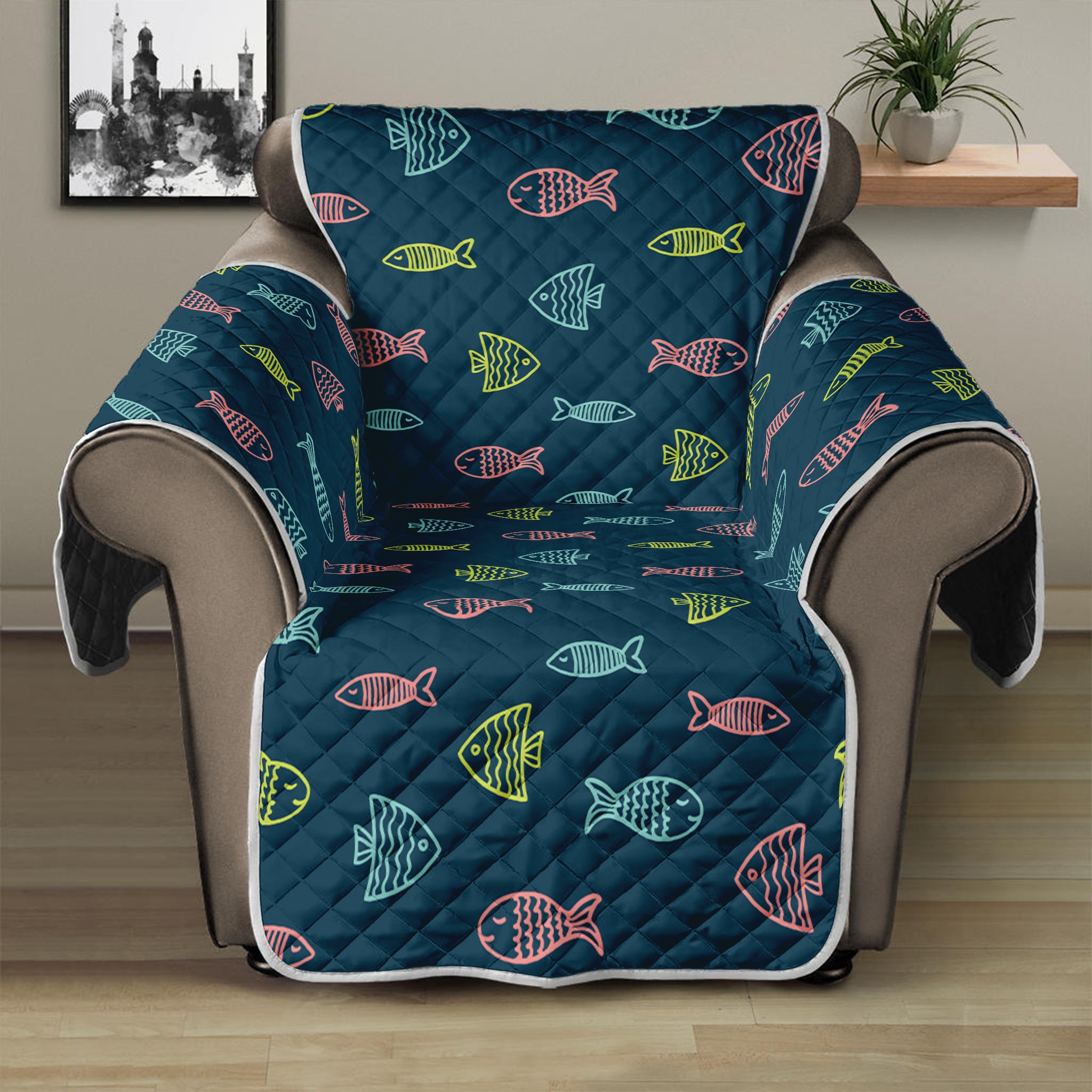 Cute Fish Pattern Print Recliner Protector