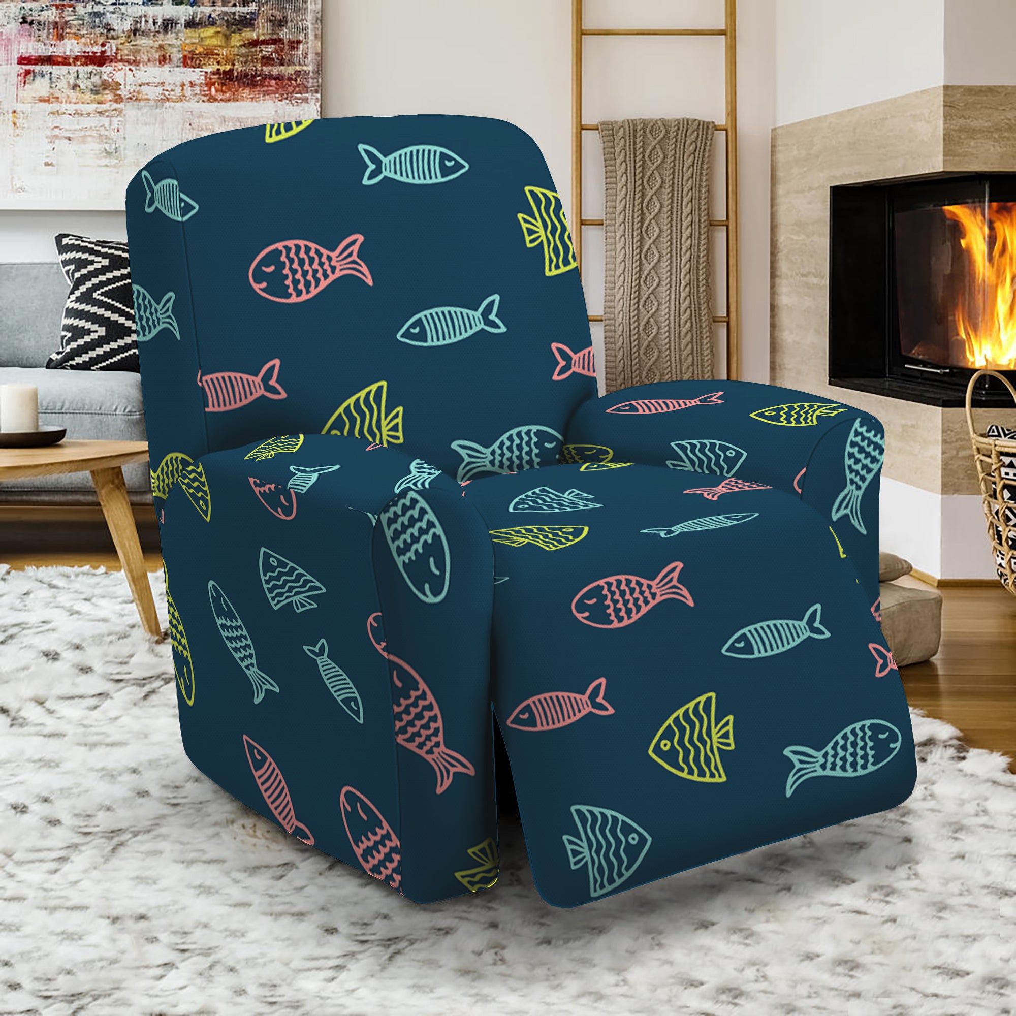 Cute Fish Pattern Print Recliner Slipcover