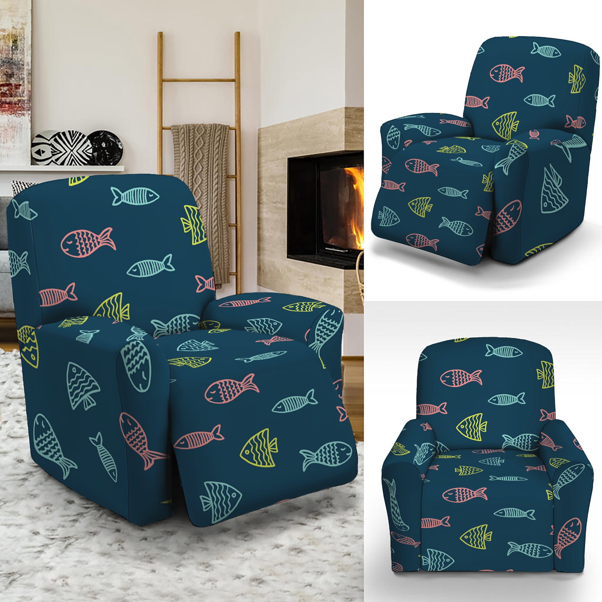 Cute Fish Pattern Print Recliner Slipcover