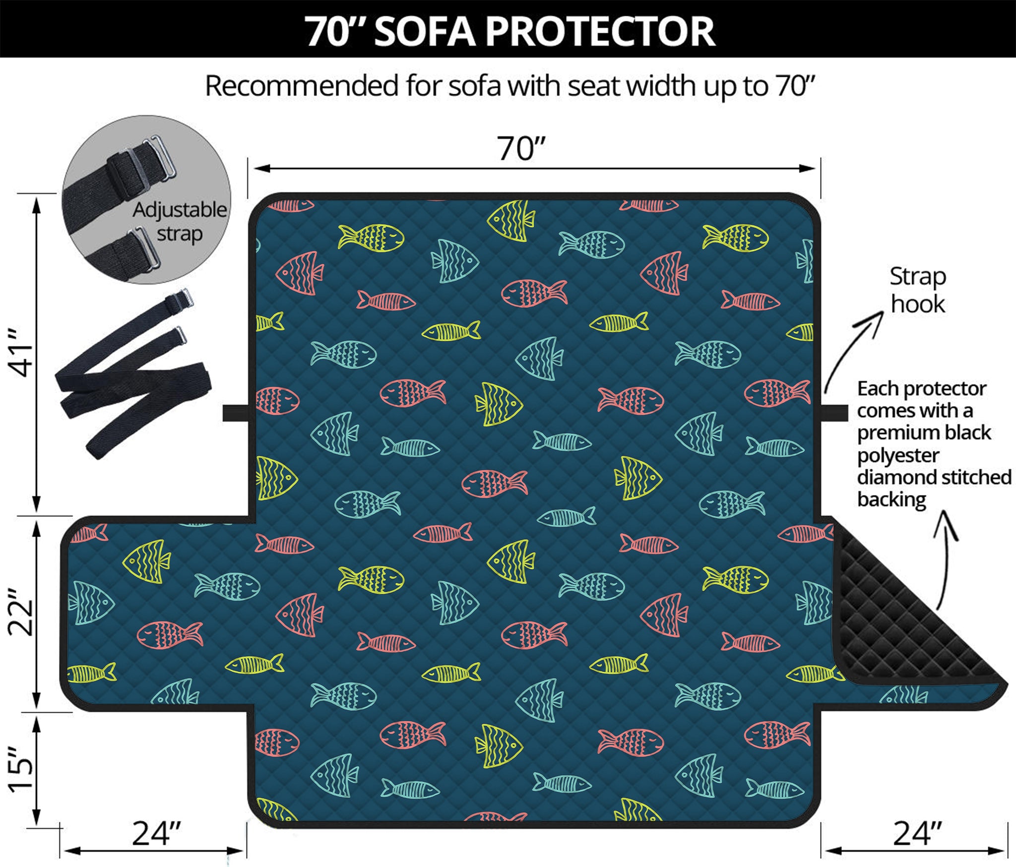 Cute Fish Pattern Print Sofa Protector