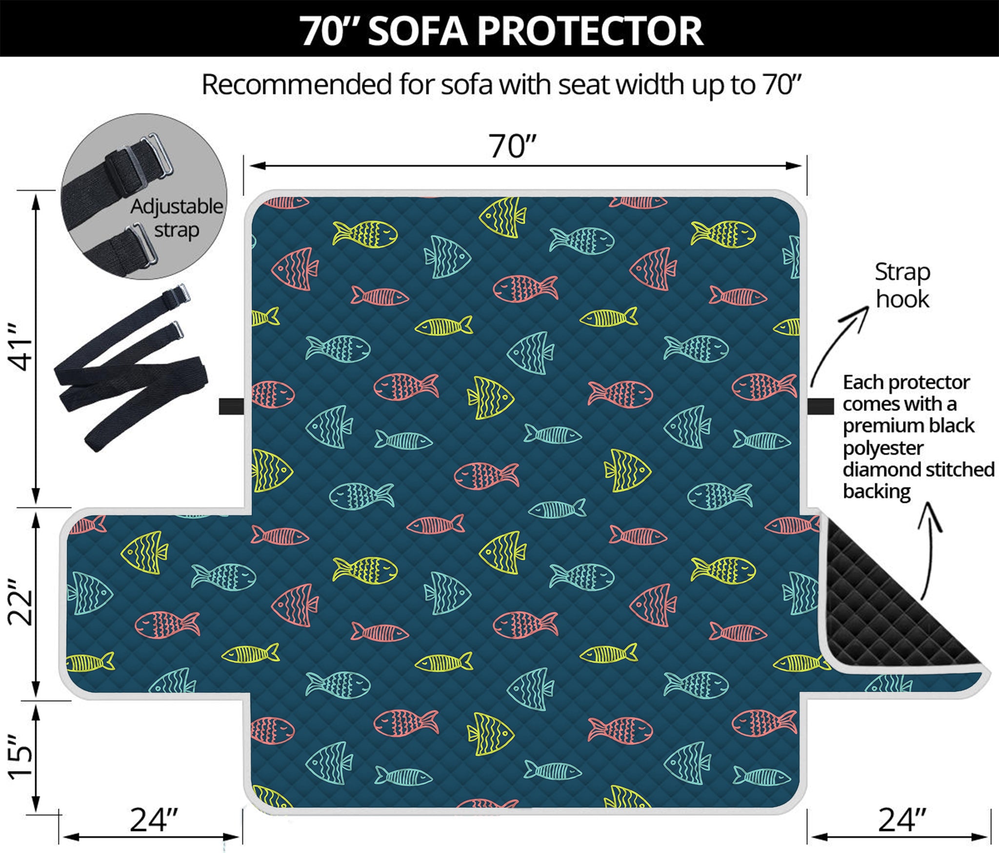 Cute Fish Pattern Print Sofa Protector