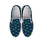 Cute Fish Pattern Print White Slip On Shoes