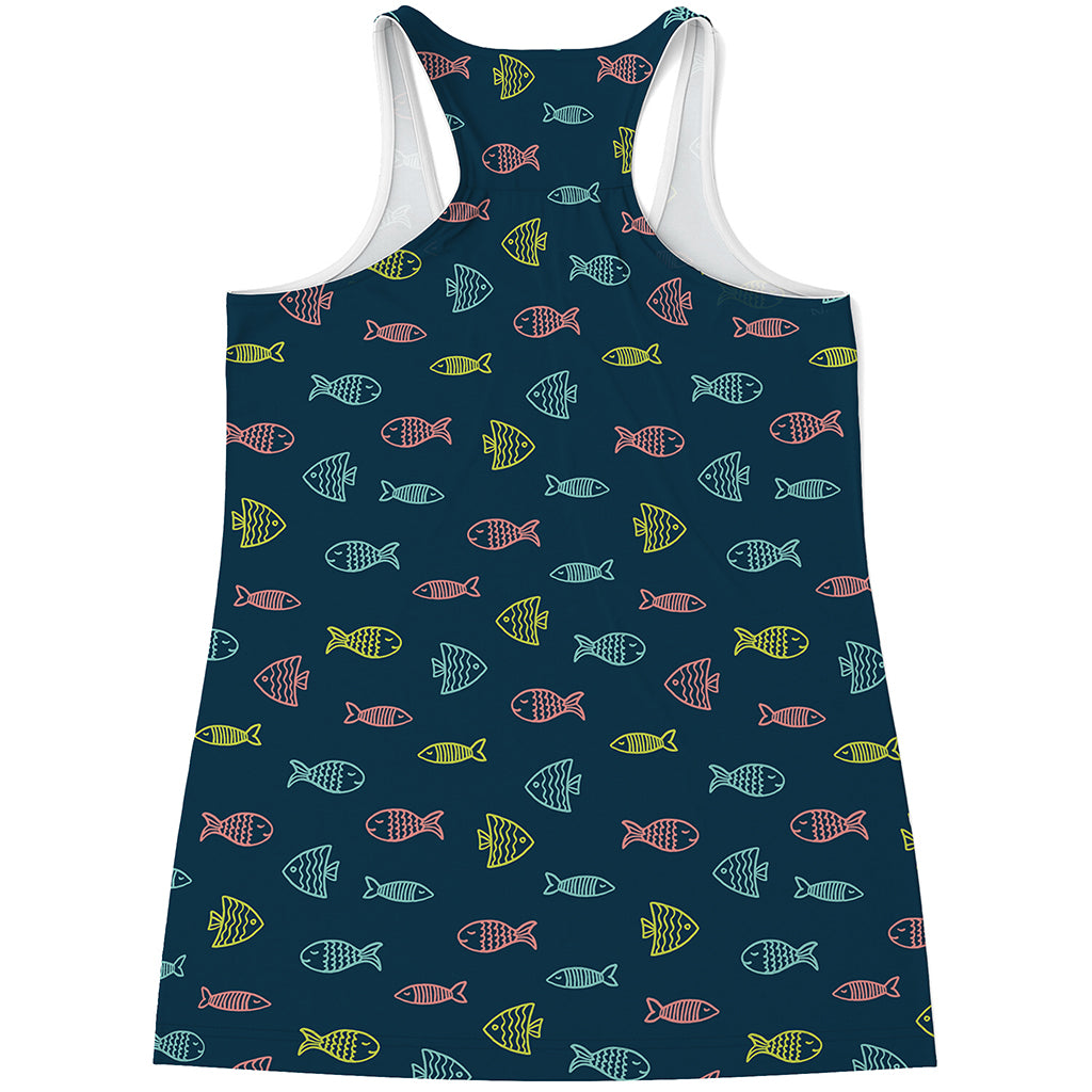 Cute Fish Pattern Print Women's Racerback Tank Top