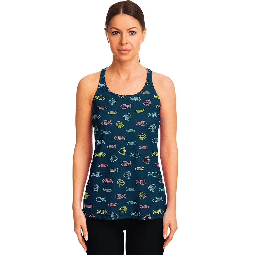 Cute Fish Pattern Print Women's Racerback Tank Top