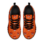 Cute Fox Pattern Print Black Sneakers