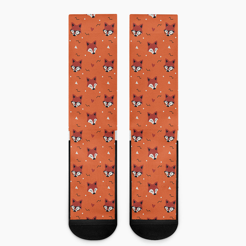 Cute Fox Pattern Print Crew Socks