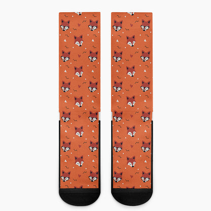 Cute Fox Pattern Print Crew Socks