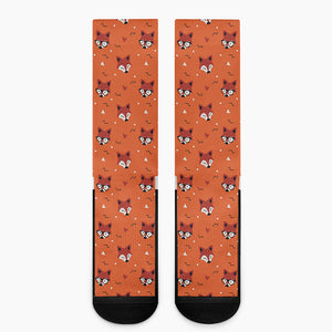 Cute Fox Pattern Print Crew Socks