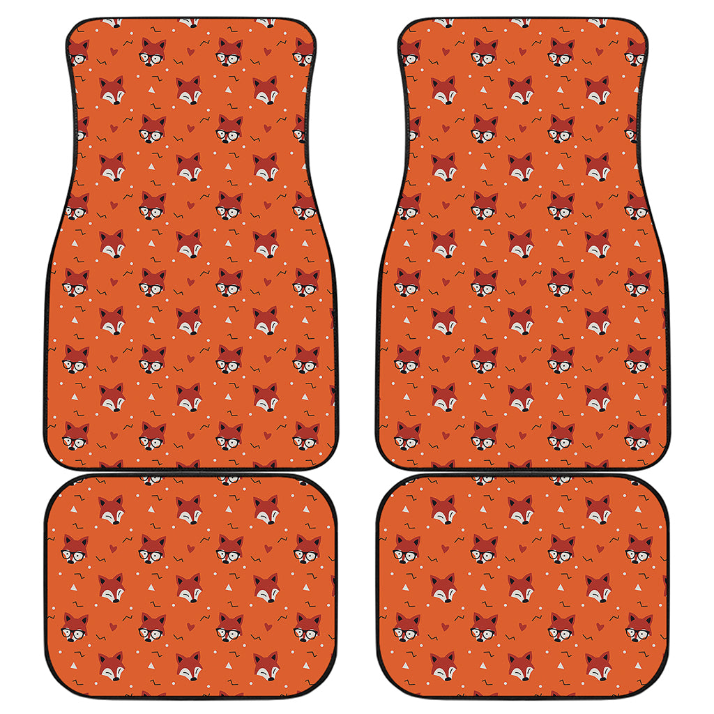Cute Fox Pattern Print Front and Back Car Floor Mats